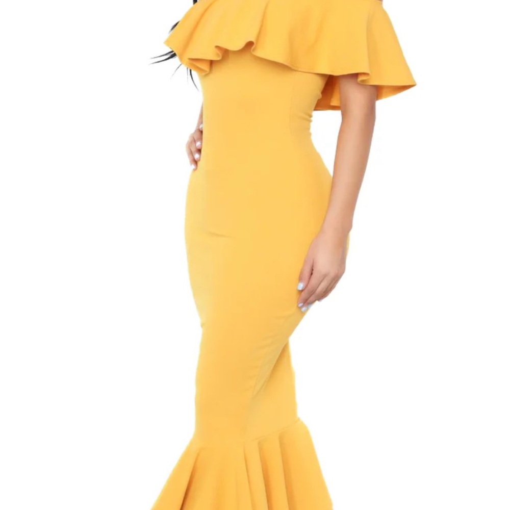 Elegant Yellow Off-Shoulder Dress